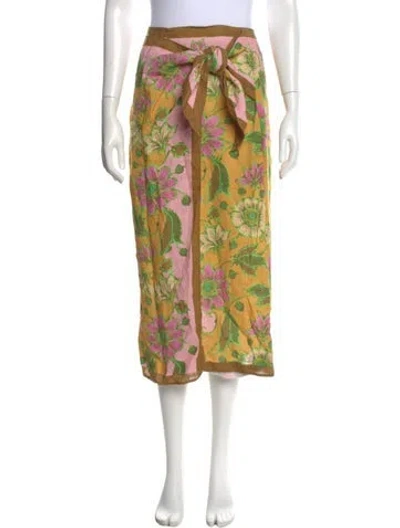 Pre-owned Alemais Linen Midi Length Skirt In Yellow