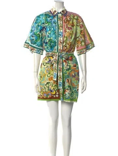 Pre-owned Alemais Linen Mini Dress In Blue