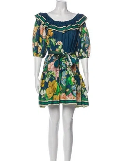 Pre-owned Alemais Linen Mini Dress In Blue