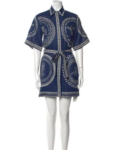 Pre-owned Alemais Linen Mini Dress In Blue