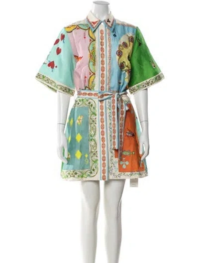 Pre-owned Alemais Linen Mini Dress In Blue