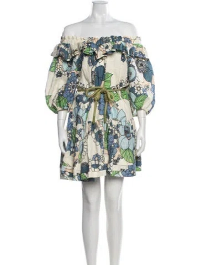 Pre-owned Alemais Linen Mini Dress In Blue
