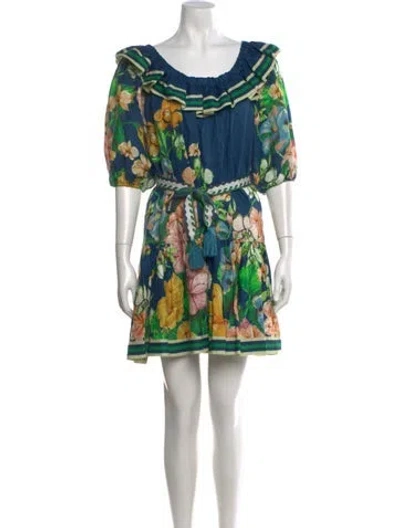 Pre-owned Alemais Linen Mini Dress In Blue
