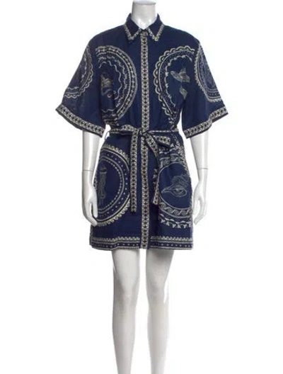 Pre-owned Alemais Linen Mini Dress In Blue