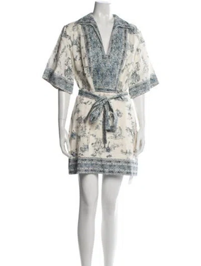 Pre-owned Alemais Linen Mini Dress In Blue