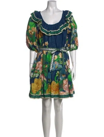 Pre-owned Alemais Linen Mini Dress In Blue
