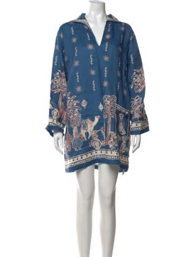 Pre-owned Alemais Linen Mini Dress In Blue