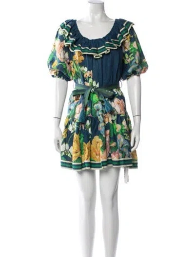 Pre-owned Alemais Linen Mini Dress In Blue