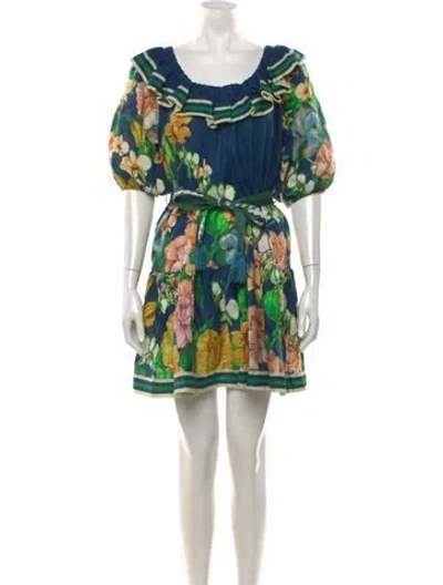 Pre-owned Alemais Linen Mini Dress In Blue