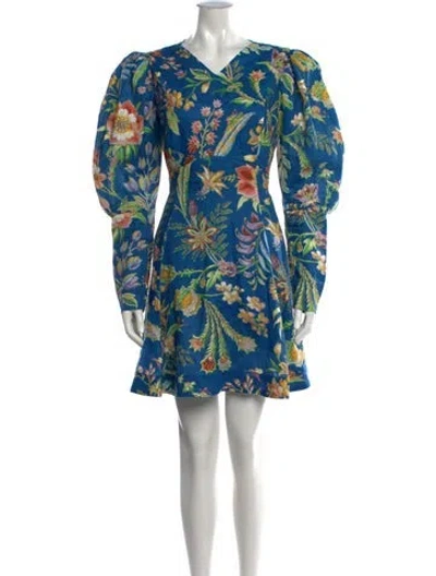 Pre-owned Alemais Linen Mini Dress In Blue