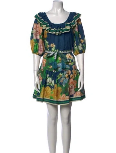 Pre-owned Alemais Linen Mini Dress In Blue