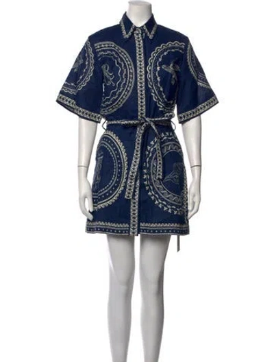 Pre-owned Alemais Linen Mini Dress In Blue