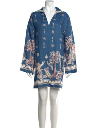 Pre-owned Alemais Linen Mini Dress In Blue