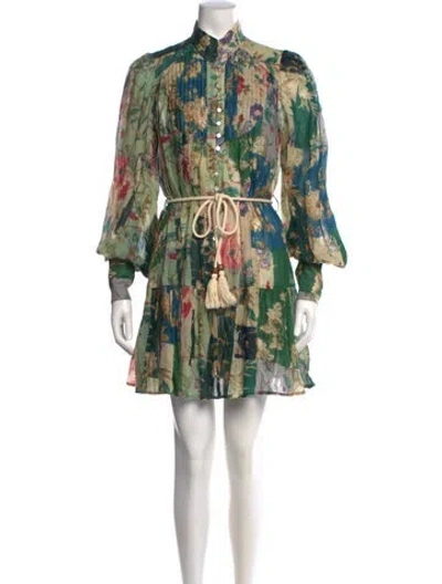 Pre-owned Alemais Linen Mini Dress In Green