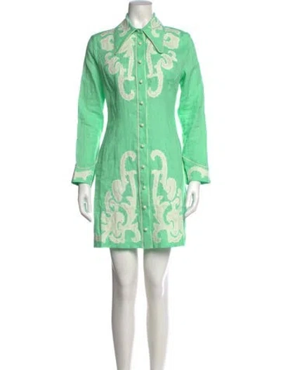 Pre-owned Alemais Linen Mini Dress In Green