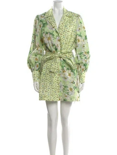 Pre-owned Alemais Linen Mini Dress In Green