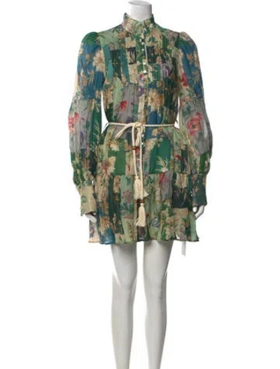 Pre-owned Alemais Linen Mini Dress In Green