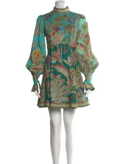 Pre-owned Alemais Linen Mini Dress In Green