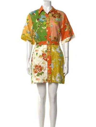 Pre-owned Alemais Linen Mini Dress In Green