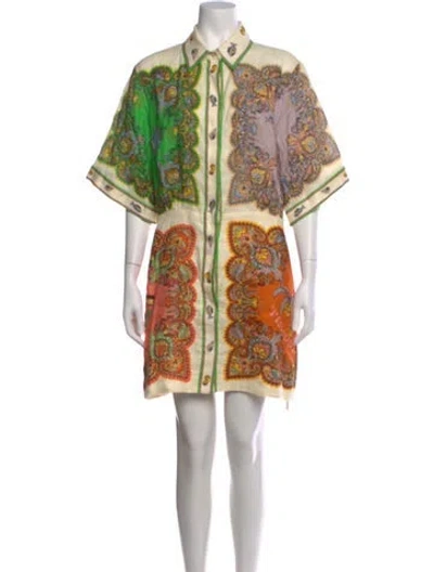 Pre-owned Alemais Linen Mini Dress In Green