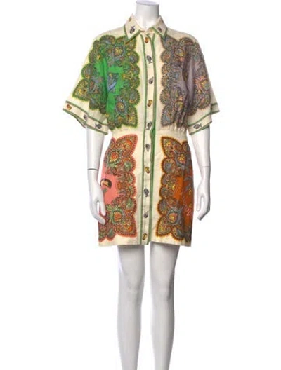 Pre-owned Alemais Linen Mini Dress In Green