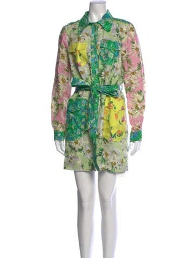 Pre-owned Alemais Linen Mini Dress In Green