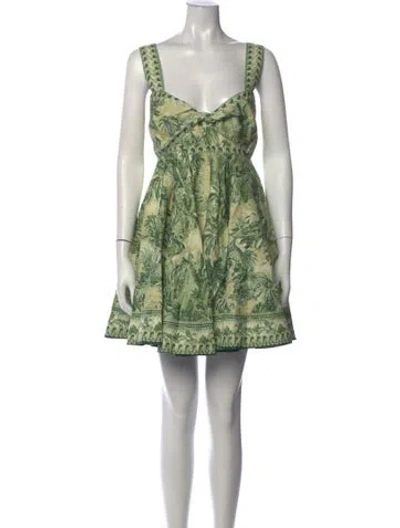 Pre-owned Alemais Linen Mini Dress In Green