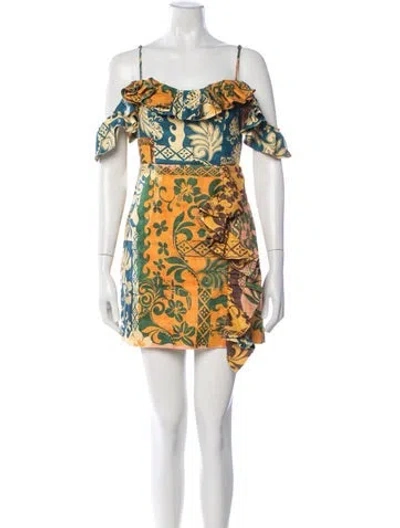 Pre-owned Alemais Linen Mini Dress In Green