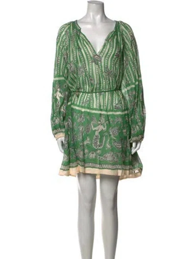Pre-owned Alemais Linen Mini Dress In Green