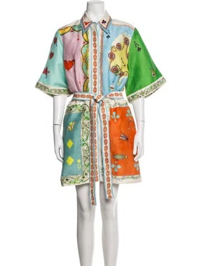 Pre-owned Alemais Linen Mini Dress In Green