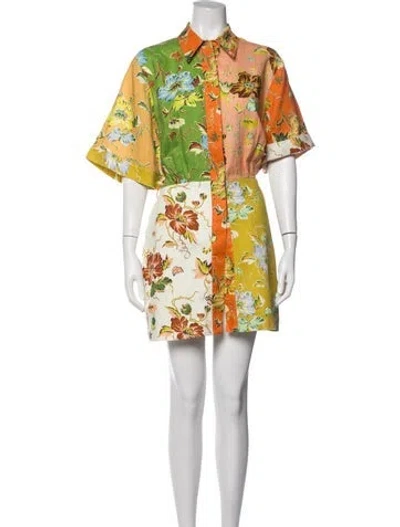 Pre-owned Alemais Linen Mini Dress In Green