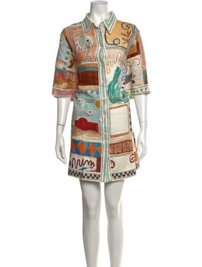 Pre-owned Alemais Linen Mini Dress In Multicolor