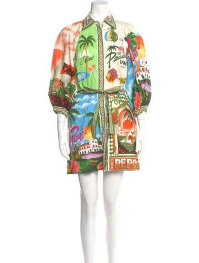 Pre-owned Alemais Linen Mini Dress In Neutral