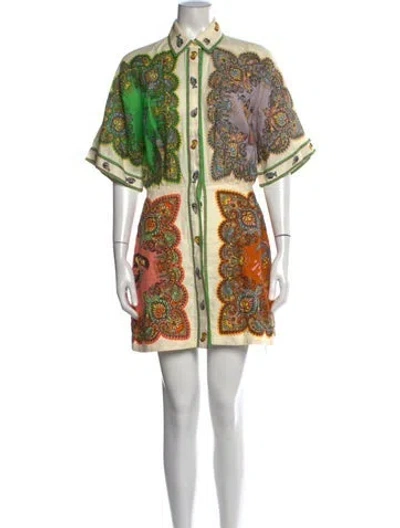 Pre-owned Alemais Linen Mini Dress In Neutrals