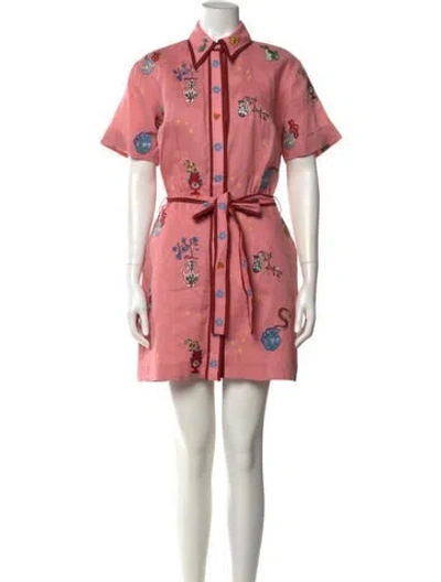 Pre-owned Alemais Linen Mini Dress In Pink