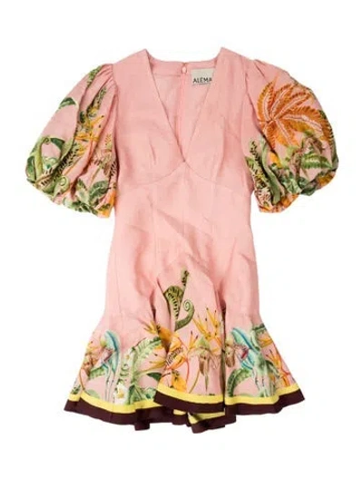 Pre-owned Alemais Linen Mini Dress In Pink