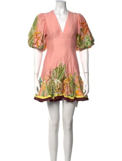 Pre-owned Alemais Linen Mini Dress In Pink