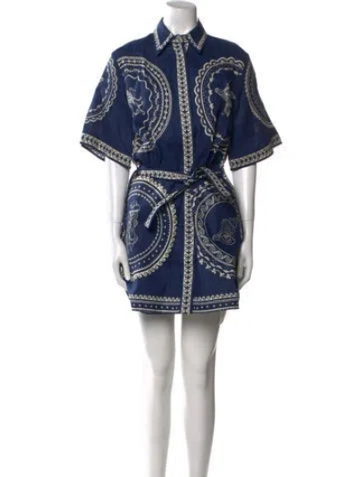 Pre-owned Alemais Linen Mini Dress W/ Tags In Blue