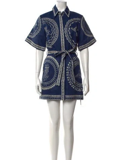 Pre-owned Alemais Linen Mini Dress W/ Tags In Blue