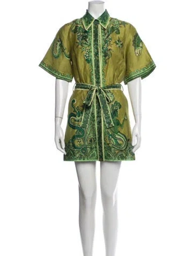 Pre-owned Alemais Linen Mini Dress W/ Tags In Green