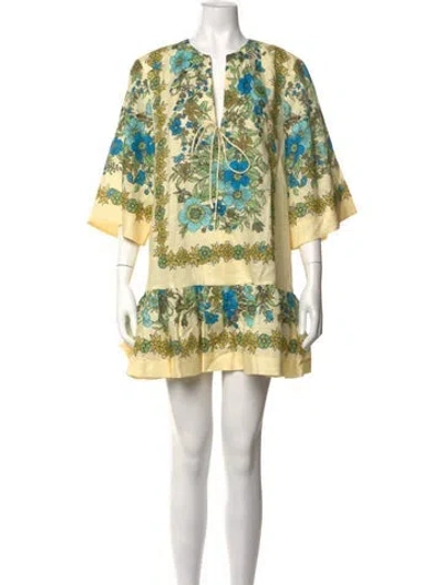 Pre-owned Alemais Linen Mini Dress W/ Tags In Neutrals/orange/yellow