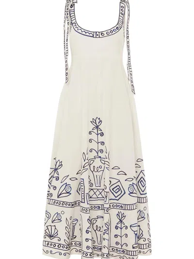 Alemais Linen Mini Dress With Adjustable Self-tie Straps In Bianco