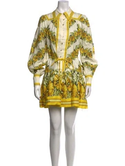 Pre-owned Alemais Linen Mini Dress In Yellow