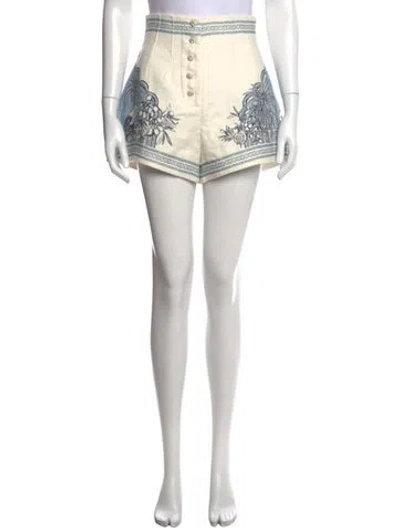 Pre-owned Alemais Linen Mini Shorts In Blue/neutrals