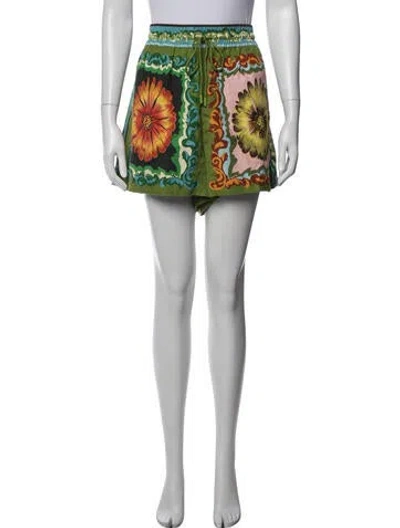 Pre-owned Alemais Linen Mini Shorts In Green/pink