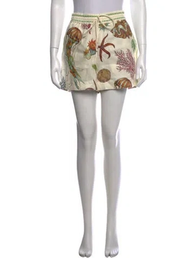 Pre-owned Alemais Linen Mini Shorts In Neutrals