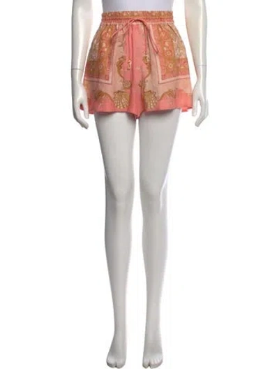 Pre-owned Alemais Linen Mini Shorts In Neutrals/pink
