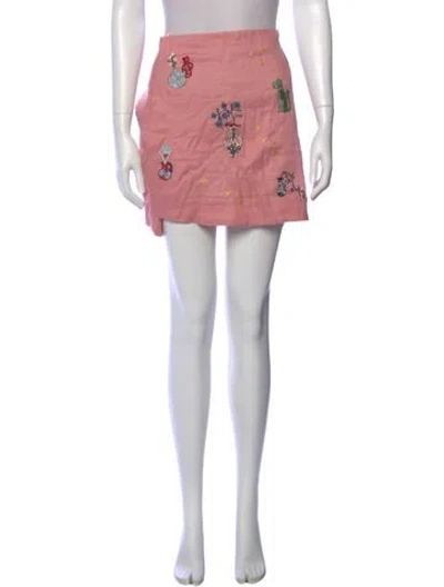 Pre-owned Alemais Linen Mini Skirt In Pink