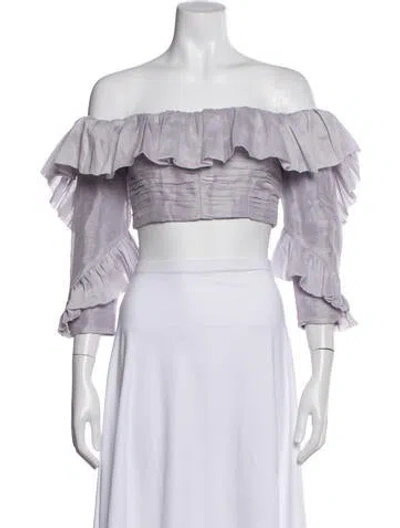 Pre-owned Alemais Linen Off-the-shoulder Crop Top W/ Tags In Multi
