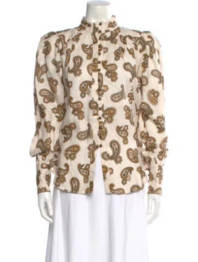 Pre-owned Alemais Linen Paisley Print Blouse In Neutral